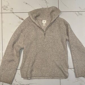 H&M Taupe Ribbed Turtleneck Sweater